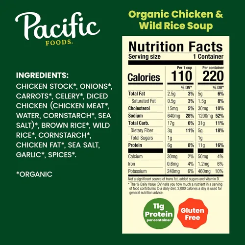 Vista 2 de Pacific Foods Sopa orgánica de pollo y arroz silvestre, lata de 16.3 oz