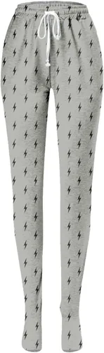 Vista 6 de Pantalones deportivos con pies para mujer, cintura elástica, holgados, casuales, con bolsillos, cordón ajustable, pantalones de pijama a cuadros
