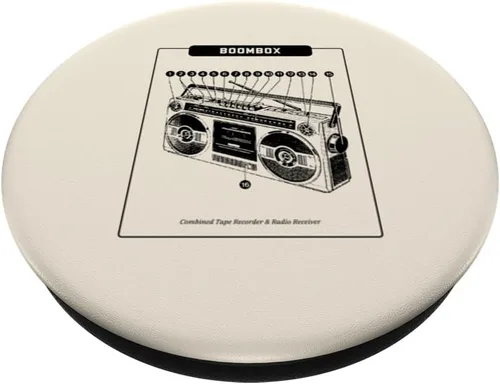 Vista 2 de Boombox (Retro Cassette Tape Recorder Graphic) PopSockets Adhesive PopGrip