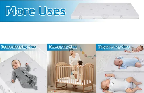 Vista 6 de Pack and Play - Protector de colchón de 38 x 26 x 3 pulgadas, doble cara Pack n Play con funda suave, transpirable y lavable