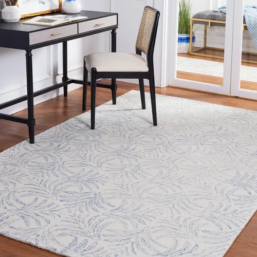Vista 17 de SAFAVIEH Jardin Collection - Alfombra de pasillo, 2 pies 3 pulgadas x 8 pies, marfil y azul, mezcla de lana hecha a mano, ideal para zonas de alto