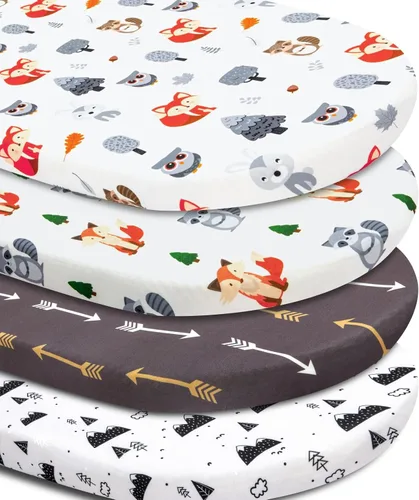 Vista 14 de Juego de 4 sábanas para moisés de madera neutra, unisex, para moisés estándar para bebés, niños o niñas