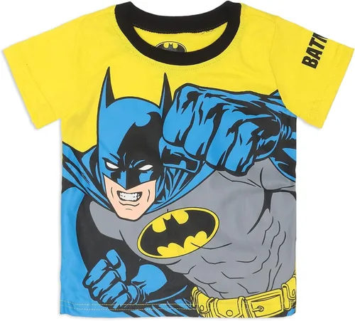 Vista 4 de Warner Bros. Batman - Conjunto de sudadera con capucha y pantalón con cremallera para niños pequeños y pequeños, gris oscuroamarillonegro