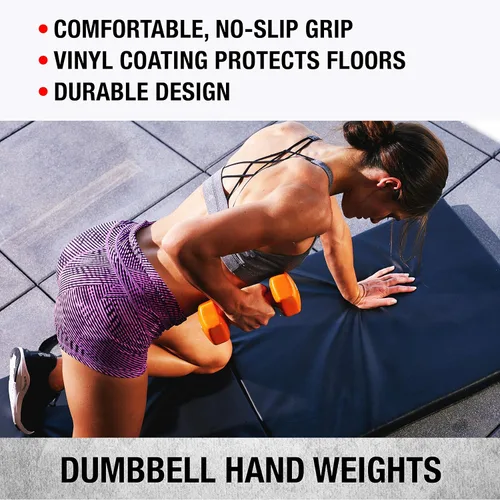 Vista 4 de SPRI Juego de 2 mancuernas de mano con revestimiento de vinilo para ejercicio y fitness, equipo de gimnasio en casa, entrenamiento de fuerza, pesas