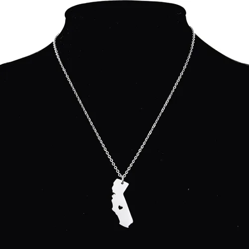 Vista 5 de Collar con colgante de mapa del país con forma de corazón