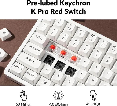 Vista 3 de Keychron Teclado mecánico K2 Pro QMKVIA, marco de aluminio, programable personalizado, Bluetooth, inalámbricoUSB C, teclado