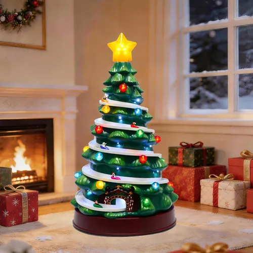 Vista 6 de Árbol de Navidad animado, iluminado y musical de 26 pulgadas