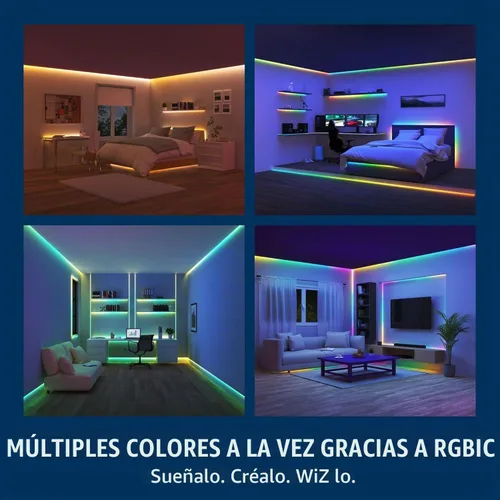 Vista 3 de [Usado] Tira de luces LED WiZ Connected de 16.4 pies para tu hogar inteligente, luces LED multicolor fluidas, iluminación RGBIC que cambia