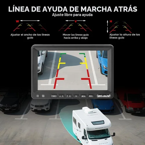 Vista 5 de Cámara de respaldo inalámbrica, cámara de respaldo para caravana con monitor HD de 7 pulgadas, sistemas de cámara de respaldo dual para camión