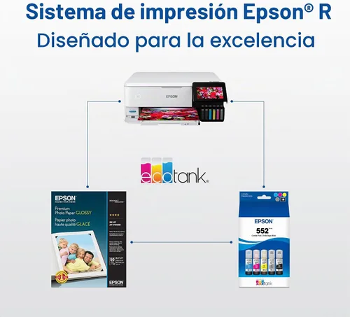Vista 7 de Epson 552 EcoTank Ink Botella de ultra alta capacidad cian (T552220-S) Funciona con ET-8500, 8550