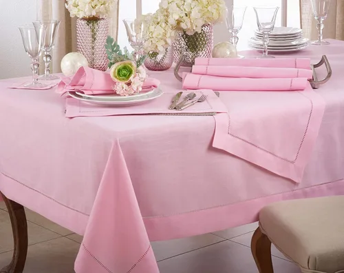 Vista 5 de SARO LIFESTYLE 6305.P6S Rochester Collection - Servilletas de cóctel con borde de punto de cáñamo (12 unidades), color rosa, 6" Rosado