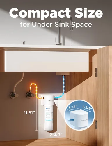 Vista 4 de NOVETE Sistema de filtro de agua para debajo del fregadero, reduce el cloro, PFAS, PFOA/PFOS, mal sabor, pista de aplicación de 30 K galones