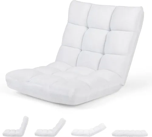 Vista 16 de S AFSTAR Silla de Piso Acolchada, Reclinable Perezosa Acolchada Ajustable de 14 Posiciones con Cómodo Soporte de Espalda y Funda Amigable