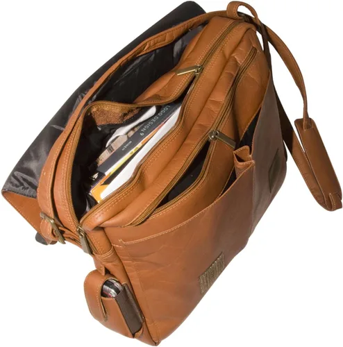 Vista 4 de NCAA Colorado Buffaloes Tan piel Laptop Messenger Bag