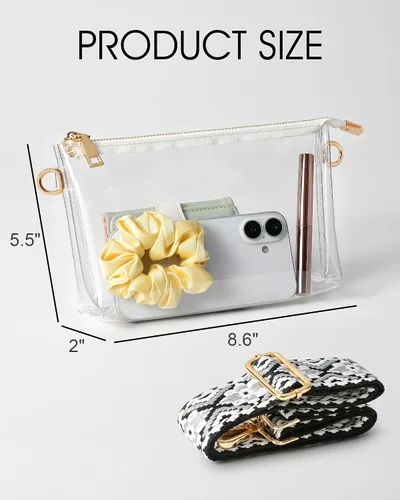 Vista 3 de Bolso transparente para mujer, pequeña bolsa transparente para eventos de estadio, bolso cruzado para conciertos, fiestas, fanáticos
