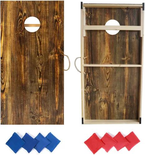 Vista 7 de Cornhole Boards Set Regulation Size - 4'x2' Premium Solid Wood Corn Hole Toss Game with 8 Bean Bags
