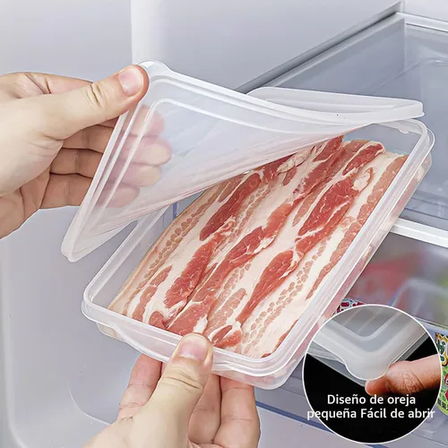 Vista 2 de Paquete de 2 recipientes herméticos de plástico para almacenamiento de alimentos para carne de delicatessen y queso en rodajas con tapas