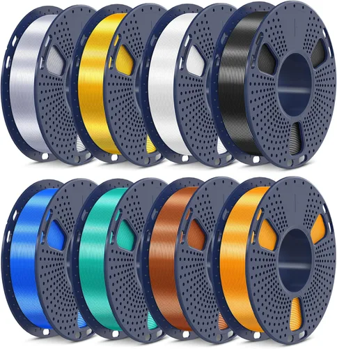 Vista 11 de SUNLU - Paquete de filamento PLA de 8.82 oz, 0.07 in, filamento multicolor Pla carrete - negro+claro+claro (rojo+verde+azul+amarillo+púrpura+naranja)