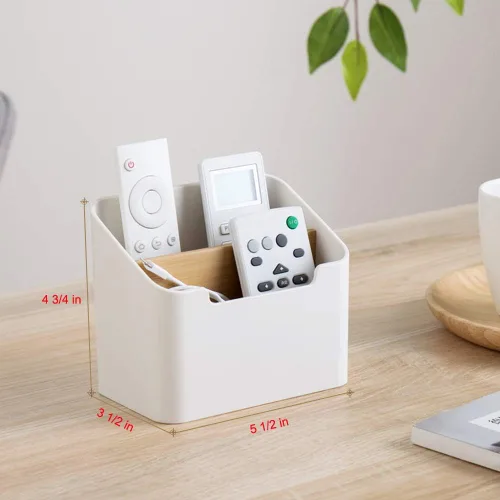 Vista 3 de Poeland - Organizador de escritorio con soporte para control remoto, caja contenedora de almacenamiento para escritorio, suministros de oficina