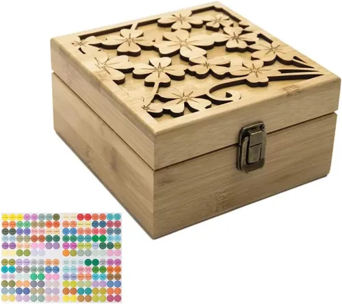Vista 2 de Caja Organizadora de Viaje de Almacenamiento de Aceite Esencial de Bambú Pure Vie con Etiqueta de Tapa de Botella - Envase de Fragancia para Esmalte