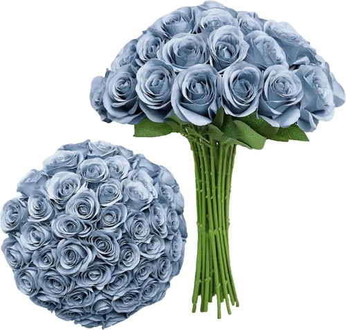 Vista 47 de LVEFIT - 12 rosas artificiales de otoño para decoración de otoño Beige