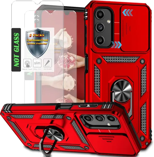 Vista 21 de Funda para Galaxy A26 con cubierta para lente de cámara, protector de pantalla HD, protección contra caídas de grado militar, soporte de anillo