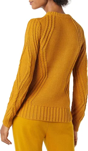 Vista 2 de Tienda Essentials Suéter trenzado 100% algodón con cuello redondo para mujer