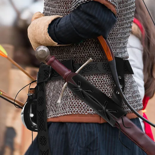 Vista 6 de Sweetude 5 piezas de cinturón medieval renacentista accesorios vikingo cuero cinturón bolsa protector brazo daga cubierta cinturón corcho poción