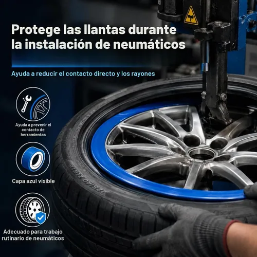 Vista 5 de Cabilock Cinta protectora de llanta de 1 rollo para ruedas de coche, película protectora de llanta PE, fácil instalación, cubo de protección