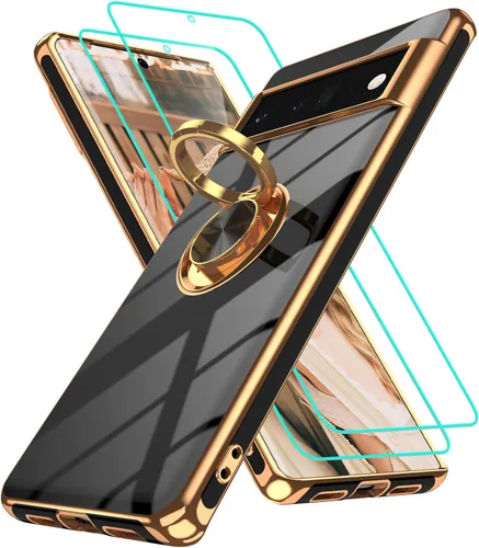Vista 273 de Funda para Motorola Moto G 5G 2024: Funda Moto G Play 5G 2024 con 2 piezas de protectores de pantalla, soporte de anillo de rotación de 360°