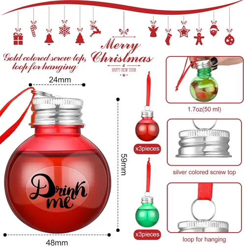 Vista 3 de Bolas de adornos de plástico transparente para Navidad, árbol rellenable de plástico, adornos colgantes para botella de agua, bombillas para Plata