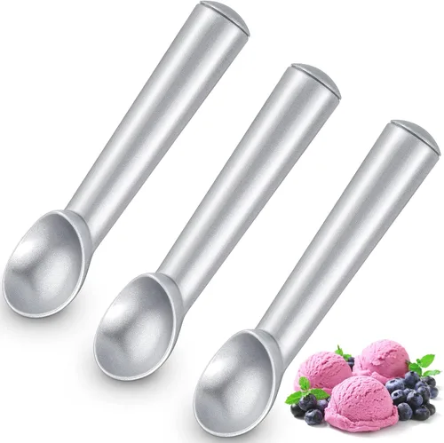 Vista 8 de Suclain Cuchara de helado de 3 piezas de 7 pulgadas, antiadherente, anticongelante, con mango cómodo, diseño de aleación de aluminio, cuchara