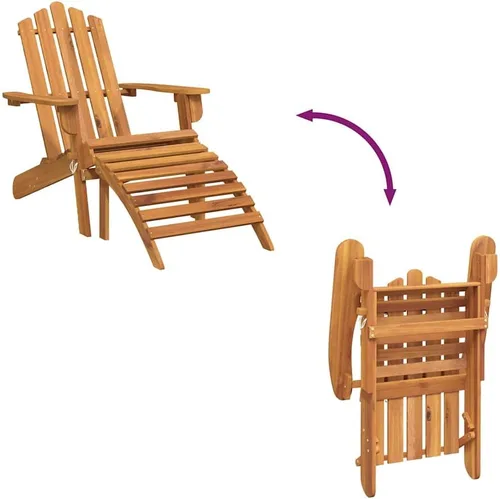 Vista 7 de Garden Chair Natural Wood, Solid Acacia Wood Standard Foldable Adirondack Chair with Footrest for Outdoor Seating, Front Porch Furniture