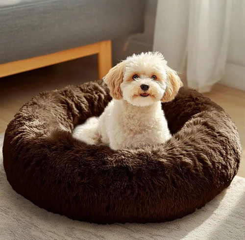Vista 37 de JOLLYVOGUE - Cama para perros y gatos, cama relajante y antiestrés para mascotas y perros pequeños, cojín esponjoso en forma de dona para mascotas