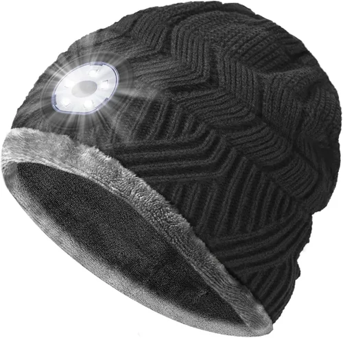 Vista 9 de HIGHEVER LED Beanie Hat with Light: Christmas Stocking Stuffers for Men Adult for Teen Boys Men Dad Winter Gifts