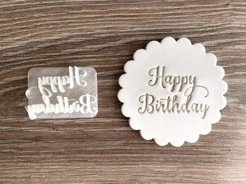 Vista 3 de Sello de fondant de feliz cumpleaños o sello de galletas glaseado de galletas
