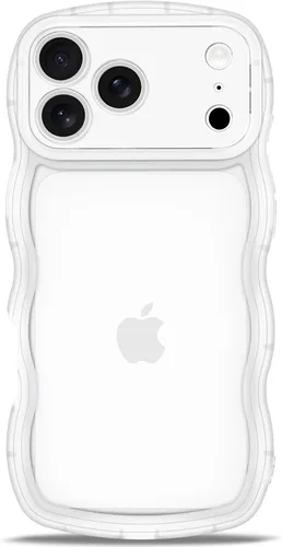 Vista 115 de Anuck Funda para iPhone 13 Pro con borde ondulado, diseño trasero transparente, agarre antideslizante, forma de marco rizado ondulado, a prueba