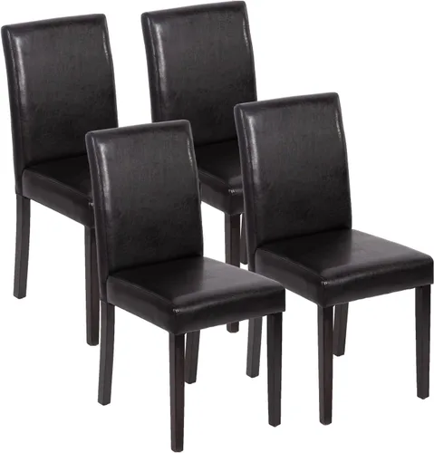 Vista 10 de Sillas de comedor de estilo urbano, de piel y con patas de madera maciza, 76.2 cm, 4