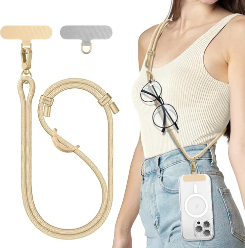 Vista 20 de SURPHY Cordón para teléfono, correa cruzada ajustable para teléfono con 2 pestañas de amarre para teléfono celular, hebillas de metal de alta