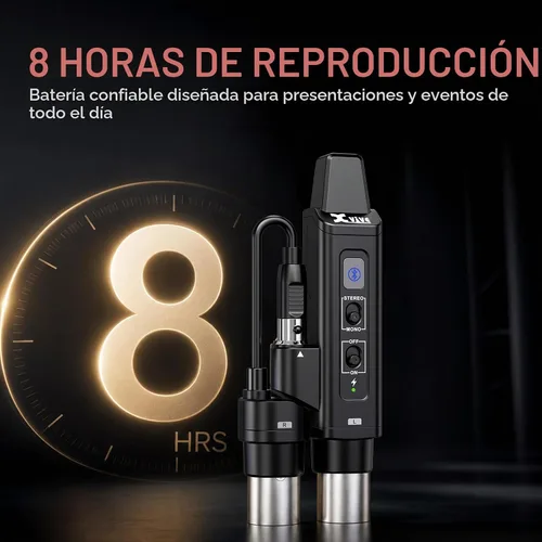 Vista 6 de Xvive P3S estéreo XLR receptor Bluetooth para mezclador de audio, PA activo