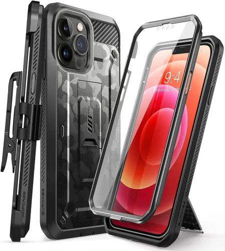 Vista 11 de SUPCASE Funda para iPhone 13 Pro Max con protector de pantalla (Unicorn Beetle Pro), [soporte integrado y clip para cinturón] Funda protectora