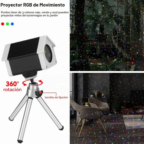 Vista 2 de Luces láser de Navidad, luces láser de jardín al aire libre, proyector de estrellas con luciérnaga móvil para exteriores, interiores, Navidad, verde