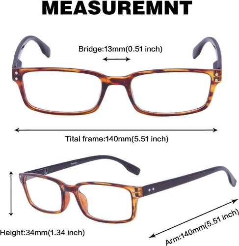 Vista 7 de GUD 4 pares de anteojos de lectura de estilo clásico, cómodos anteojos para lectura para mujeres y hombres (2 negros + 2 DEMI, 0.50)