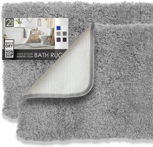 Vista 56 de Clara Clark Alfombras de baño, alfombras de baño ultra suaves y peludas - tapetes de baño para baño, lavable a máquina, base antideslizante de goma