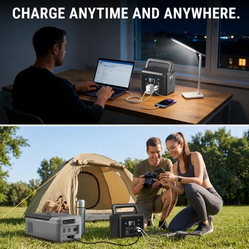 Vista 3 de 200W Portable Power Station, 192Wh LiFePO4 Solar Generator for Camping Black