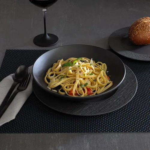 Vista 7 de Villeroy & Boch Manufacture Rock - Juego de vajilla de 12 piezas, servicio para 4, platos llanos, platos de ensalada y cuencos para pasta, porcelana