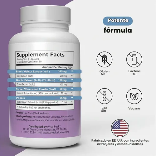 Vista 2 de ParaCleanse Suplementos de nogal negro de ajenjo Limpieza intestinal