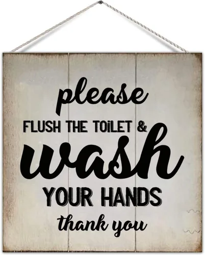 Vista 11 de Funny Bathroom Pallet Sign Plaque Wash Up Butter Cup Rural Wood Family Sign Board Country Bathroom Wall Hanging Decor for Toilet Restroom Bathroom