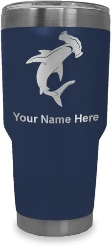 Vista 31 de LaserGram Vaso aislado al vacío de 20 onzas, tiburón martillo, grabado personalizado incluido (negro)