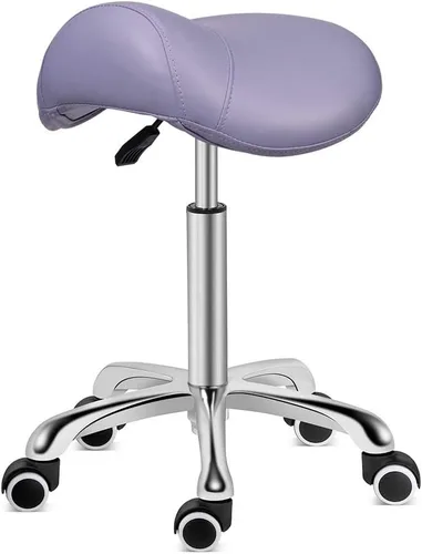 Vista 11 de Kaleurrier Taburete con ruedas para sillas de escritorio giratorias de cocina de salón Asiento de sillín; capacidad de peso de 350 libras; altura